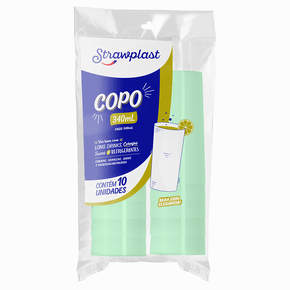 Copo 340ml Refri Verde Candy 10 unidades