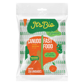 Canudo It's Bio Fast Food 6mm Sachê Individual Papel Transparente 250 unidades