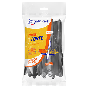 Faca Refeição Forte Reforçada Preta 50 unidades