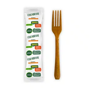 Garfo Compostável Amadeirado Sachê Granel CascaBrasil - 200 un.