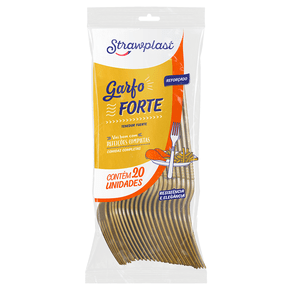 Garfo Refeição Forte Reforçada Dourado 20 unidades