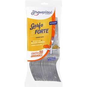 Garfo Refeição Linha Forte Preto 20 unid Strawplast