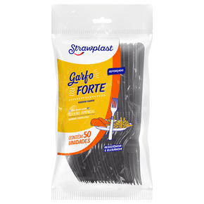 Garfo Refeição Forte Reforçada Preto 50 unidades