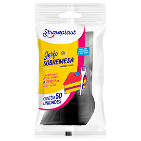 Garfo Sobremesa Preto 50 unidades