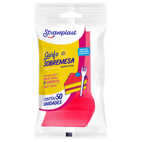 Garfo Sobremesa Rosa Neon 50 unidades