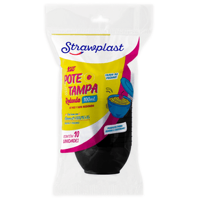 Kit Pote com Tampa Redondo 100mL Preto 10 unidades