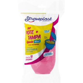 Kit Pote com Tampa Redondo 100mL Rosa 10 unidades