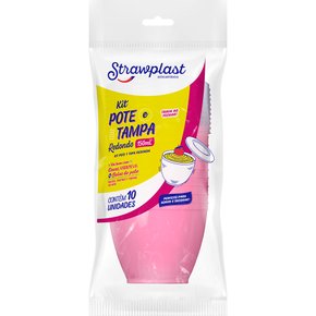 Kit Pote com Tampa Redondo 150mL Rosa 10 unidades
