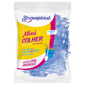 Mini Colher Café/Brigadeiro Azul Neon 100 unidades