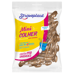 Mini Colher Café/Brigadeiro Dourada 100 unidades