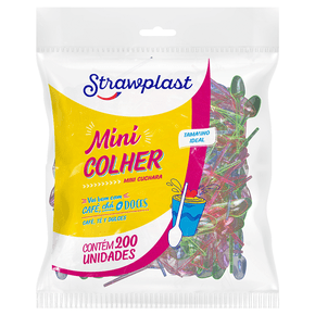 Mini Colher Café/Brigadeiro Mista Neon 200 unidades