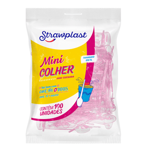 Mini Colher Café/Brigadeiro Rosa Neon 100 unidades