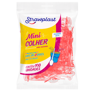 Mini Colher Café/Brigadeiro Vermelho Neon 100 unidades