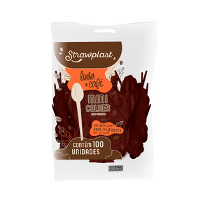 Mini Colher Café Marrom 100 unidades