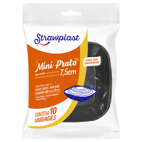 Mini Prato 7,5cm Preto 10 unidades