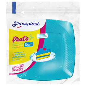 Prato Festa 15cm Quadrado Azul 10 unidades