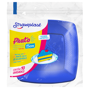 Prato Festa 15cm Quadrado Azul Royal 10 unidades