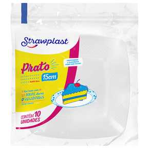 Prato Festa 15cm Quadrado  Branco 10 unidades