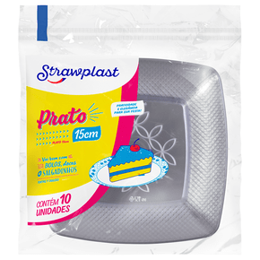 Prato Festa 15cm Quadrado Cristal 10 unidades