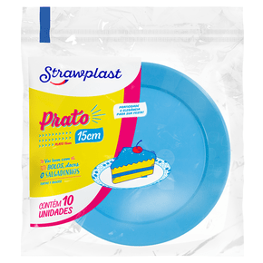 Prato Festa 15cm Redondo Azul 10 unidades