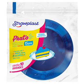 Prato Festa 15cm Redondo Azul Neon 10 unidades