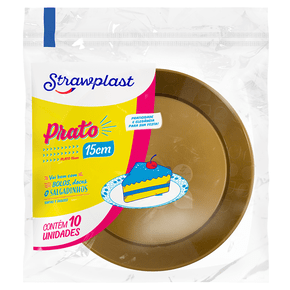 Prato Festa 15cm Redondo Dourado 10 unidades