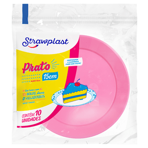 Prato Festa 15cm Redondo Rosa 10 unidades