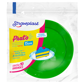 Prato Festa 15cm Redondo Verde 10 unidades