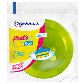 Prato Festa 15cm Redondo Verde Neon 10 unidades