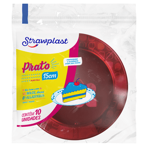 Prato Festa 15cm Redondo Vermelho Neon 10 unidades