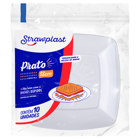 Prato Lanche 18cm Quadrado Branco 10 unidades