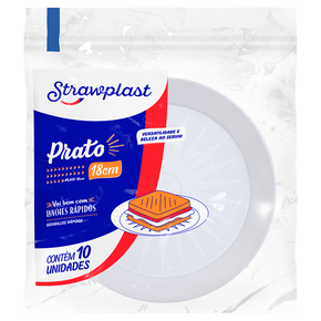 Prato Lanche 18cm Redondo Branco 10 unidades