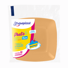 Prato Quadrado 15cm Laranja Candy 10 unidades