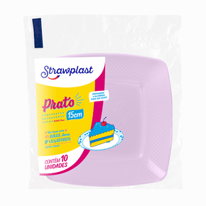 Prato Quadrado 15cm Lilás Candy 10 unidades