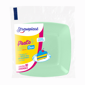 Prato Quadrado 15cm Verde Candy 10 unidades