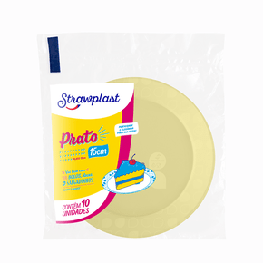 Prato Redondo 15cm Amarelo Candy 10 unidades