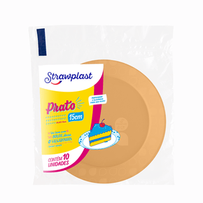 Prato Redondo 15cm Laranja Candy 10 unidades