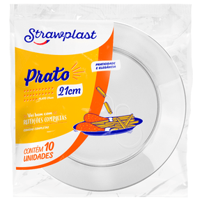 Prato Refeição 21cm Redondo Cristal 10 unidades