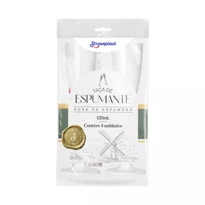 Taça 120mL Champagne Branca 4 unidades