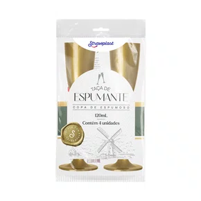 Taça 120mL Champagne Dourada 4 unidades