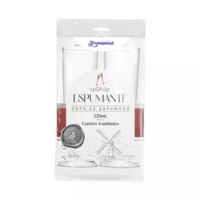 Taça 220mL Champagne Branca 4 unidades