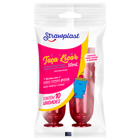 Taça 50mL Licor Vermelho Neon 10 unidades